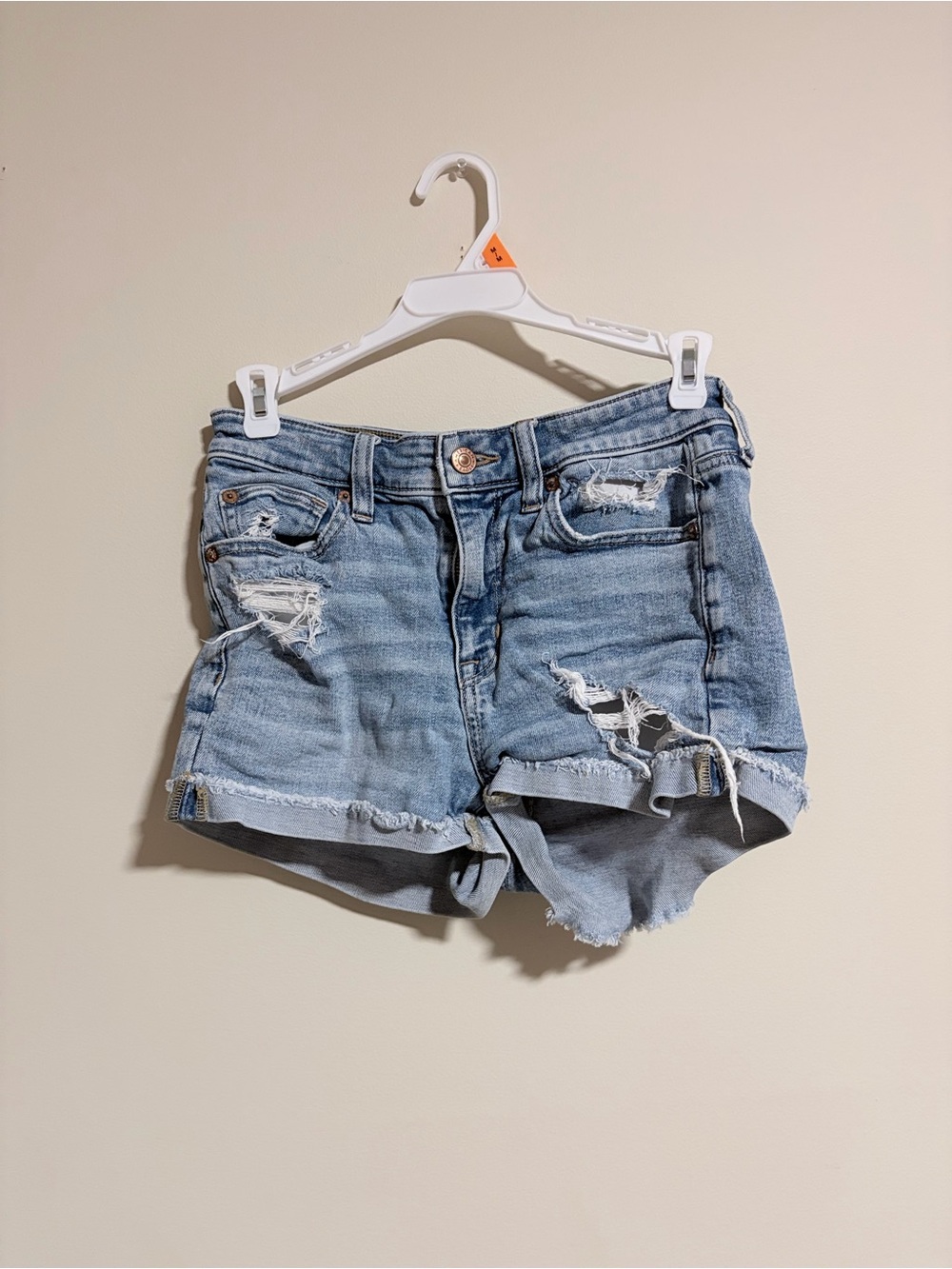 American Eagle Outfitters Light Blue Distressed Jean Shorts